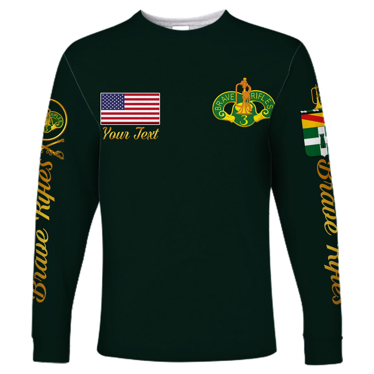 Custom 3rd Cavalry Regiment (United States) Brave Rifles Long Sleeve Shirt LT12 - Wonder Print Shop