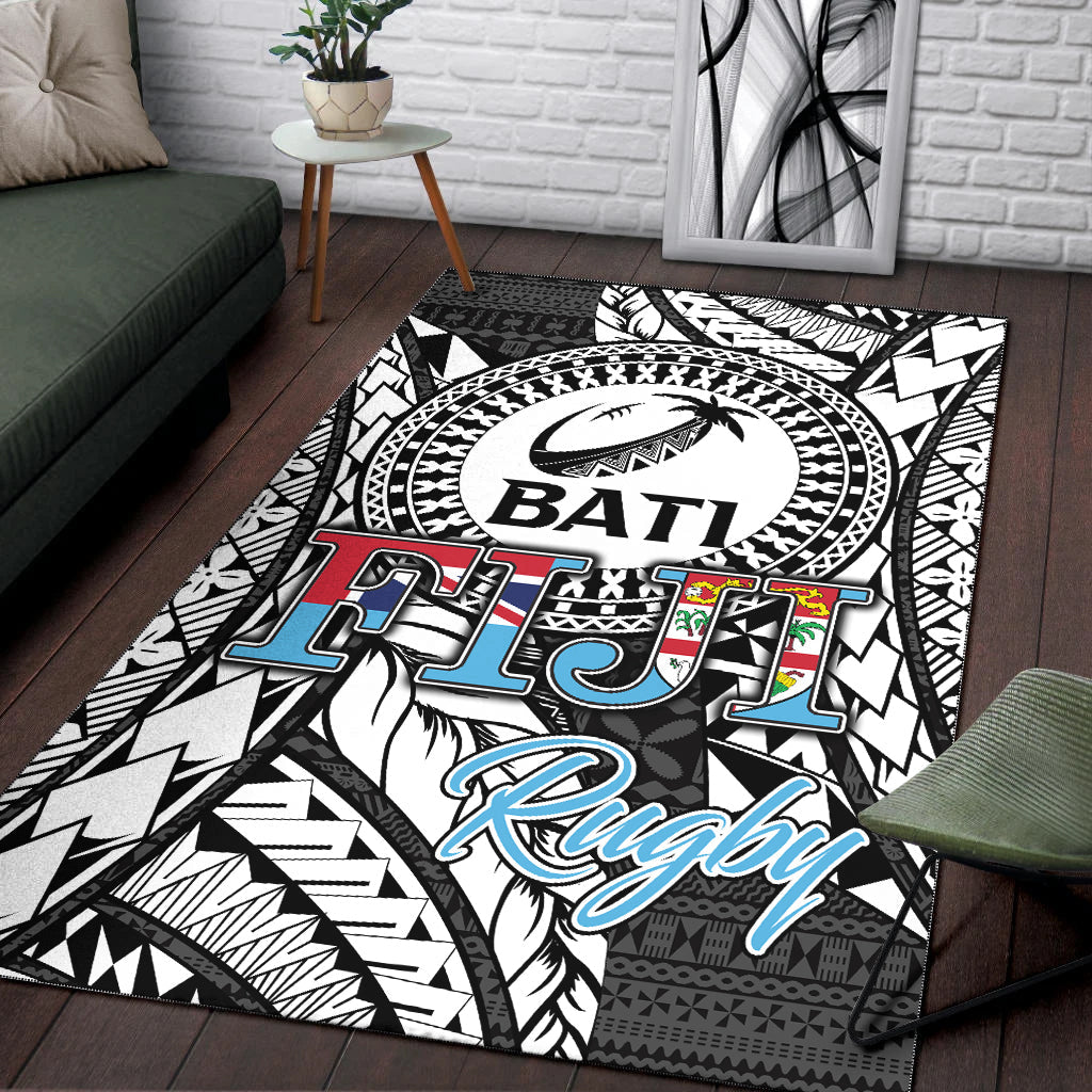 Fiji Rugby Bati Tapa Pattern Area Rug LT2 - Wonder Print Shop