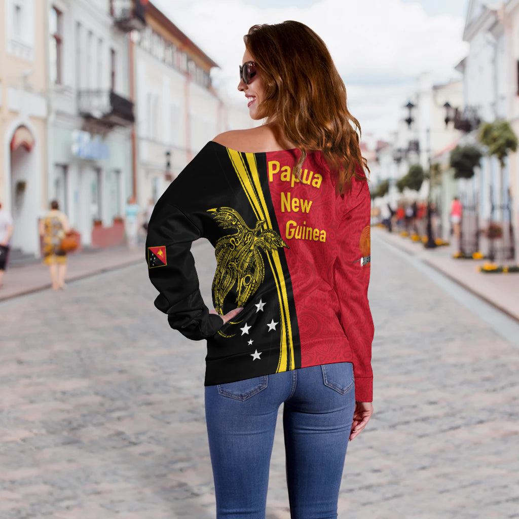 Papua New Guinea Independence Anniversary Polynesian Tribal Women Off Shoulder Sweater LT12 - Wonder Print Shop
