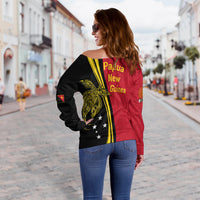 Papua New Guinea Independence Anniversary Polynesian Tribal Women Off Shoulder Sweater LT12 - Wonder Print Shop