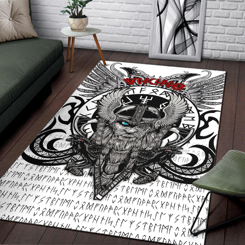 Viking Vegvisir Odin With Huginn And Muninn Area Rug LT2 - Wonder Print Shop