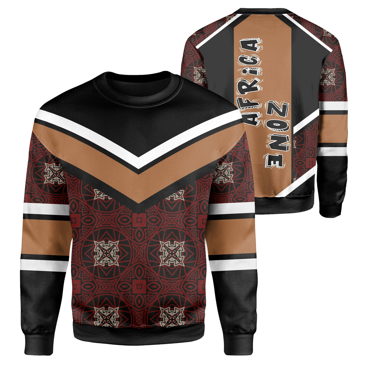 African Sweatshirt - African Crewneck Sweatshirt Special Red Circle Kitenge - Wonder Print Shop