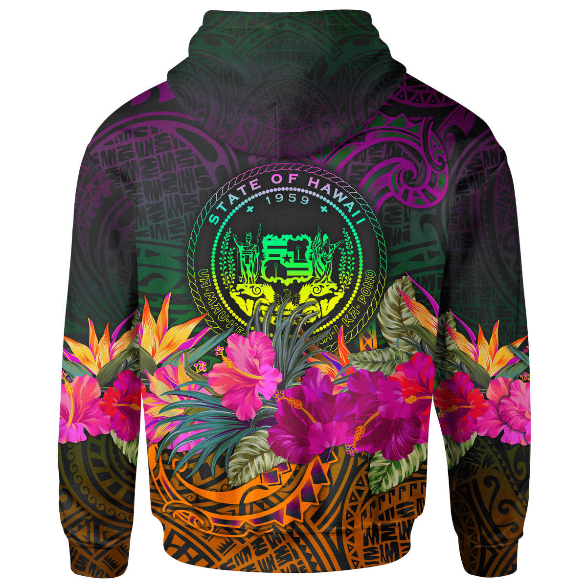 Polynesian Hawaii Zip Up Hoodie Summer Hibiscus - Wonder Print Shop