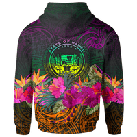 Polynesian Hawaii Zip Up Hoodie Summer Hibiscus - Wonder Print Shop