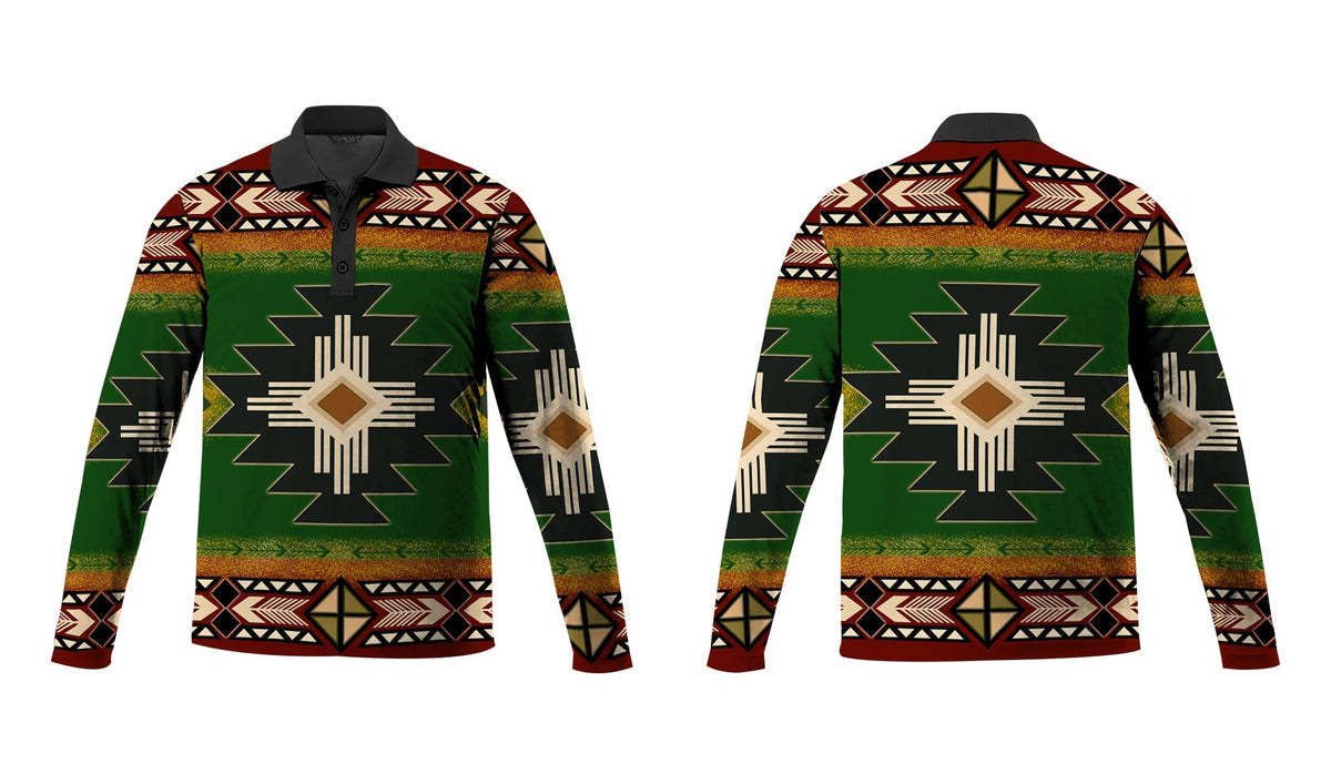 southwest-green-symbol-native-american-polo-long-sleeve