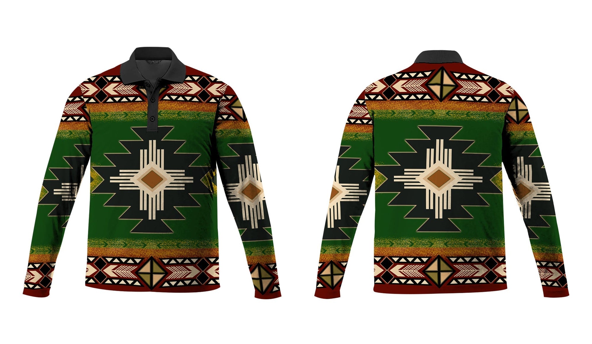 southwest-green-symbol-native-american-polo-long-sleeve