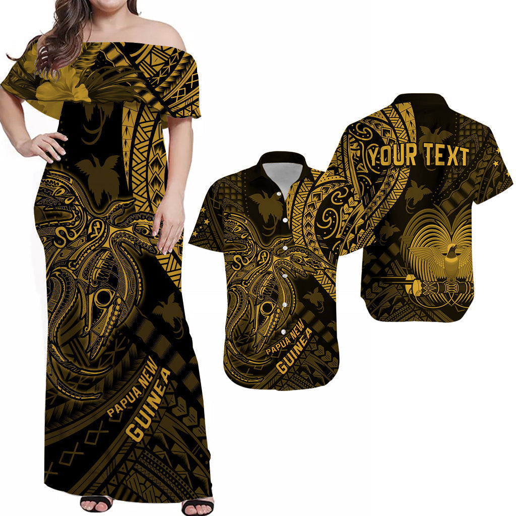 Personalised Papua New Guinea Matching Hawaiian Shirt And Dress Raggiana Birds Of Paradise Gold LT13 - Wonder Print Shop