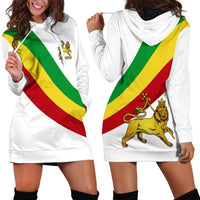 Ethiopia Flag Hoodie Dress - New White LT13 - Wonder Print Shop