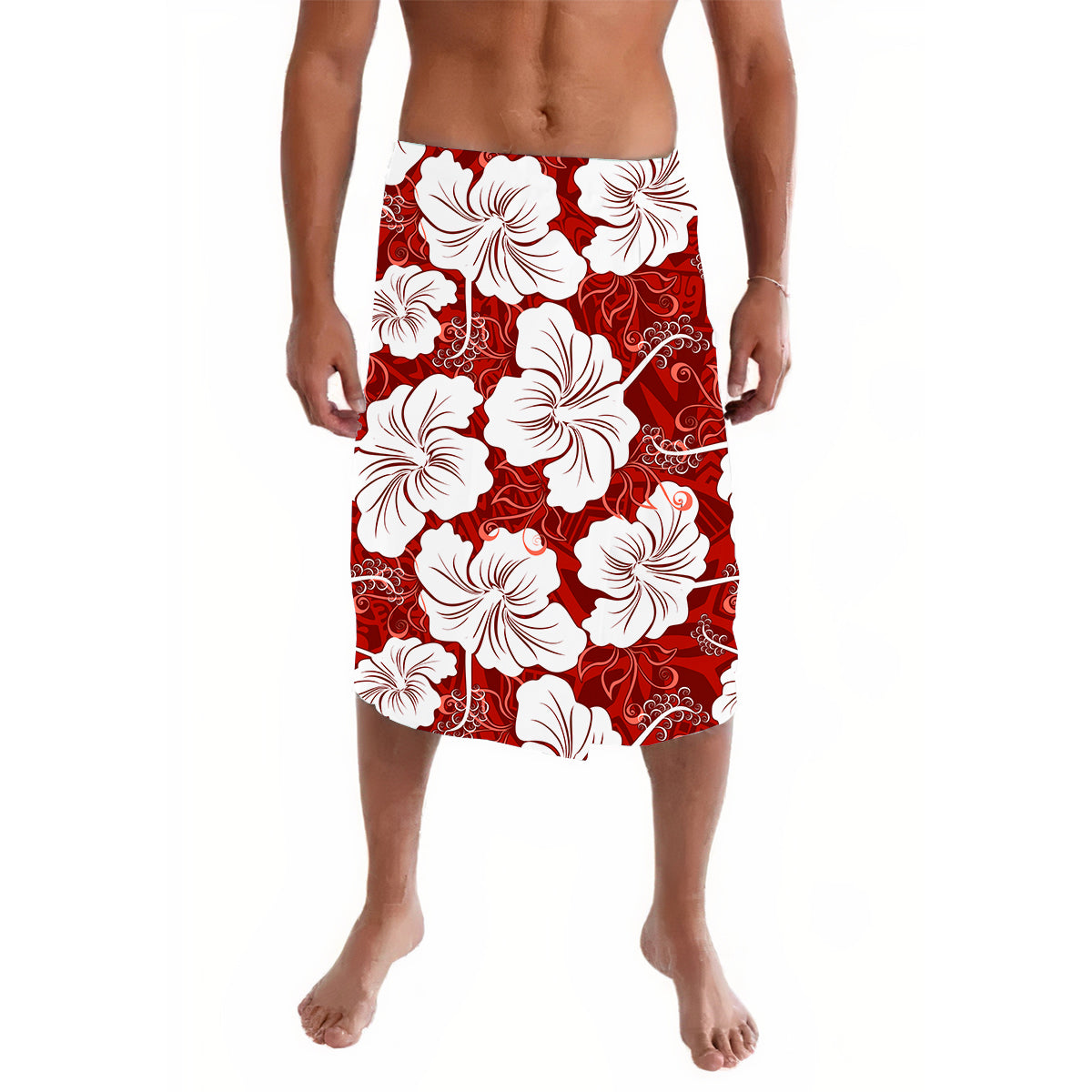 Hawaii Lavalava Polynesia Red Simple Tropical Flowers LT13 - Wonder Print Shop