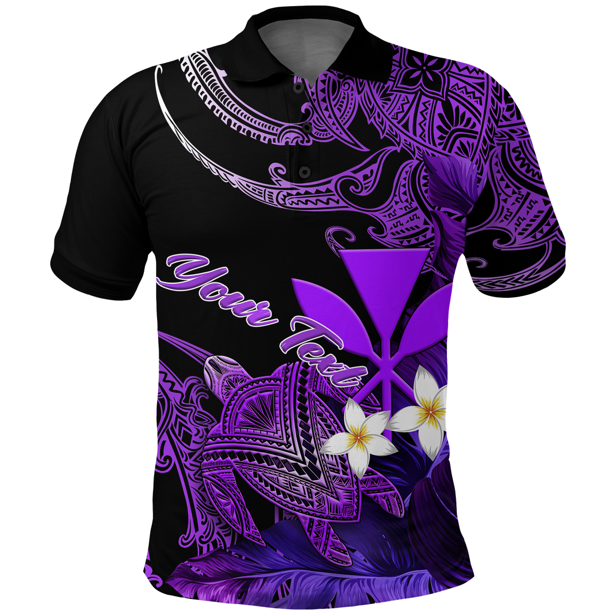 Custom Hawaii Turtle With Plumeria Leaf Purple Polo Shirt LT12 - Wonder Print Shop