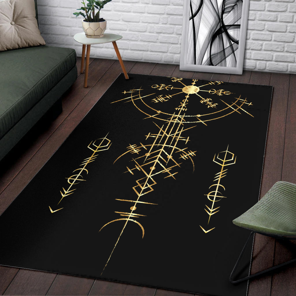 Viking Helm of Awe Gold Art Area Rug LT12 - Wonder Print Shop