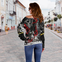 Skull Camo - U.S Army Undying Love For The Motherland Women Off Shoulder Sweater - LT2 - Wonder Print Shop