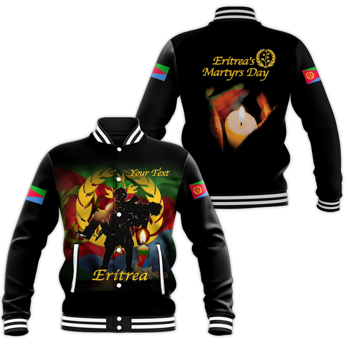 Custom Eritrea Martyrs Day Candle Vigil Baseball Jacket LT12 - Wonder Print Shop