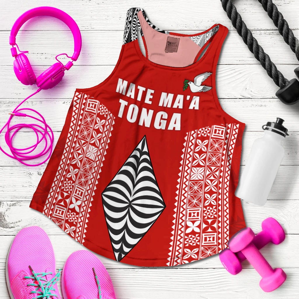 Tonga Rugby Women Racerback Tank Mate Ma'a Tonga LT13 - Wonder Print Shop