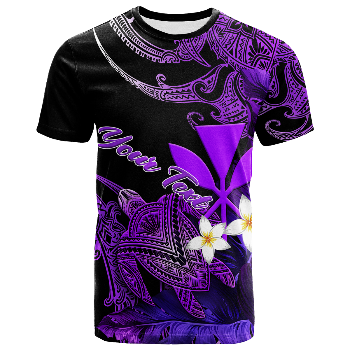 Custom Hawaii Turtle With Plumeria Leaf Purple T Shirt LT12 - Wonder Print Shop