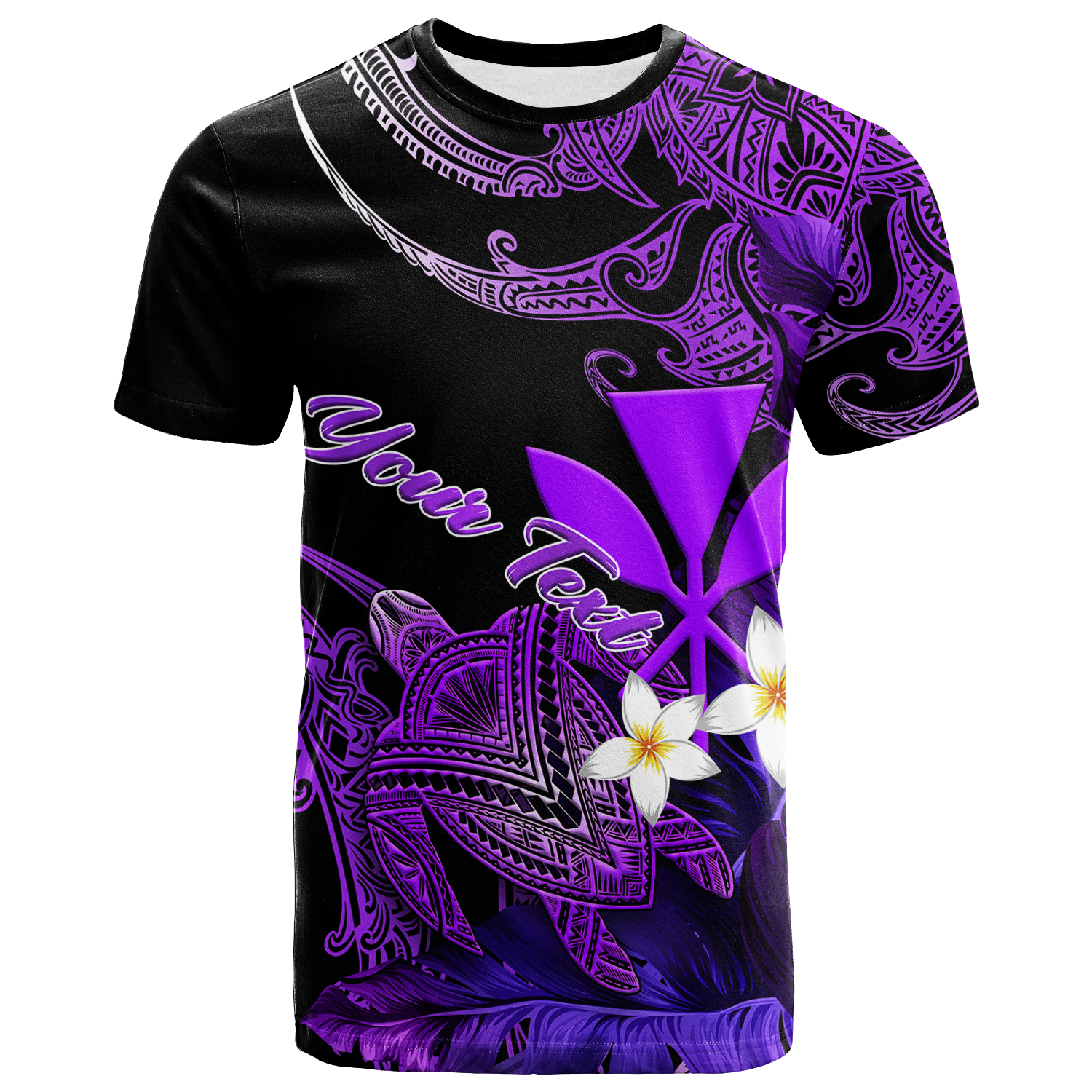 Custom Hawaii Turtle With Plumeria Leaf Purple T Shirt LT12 - Wonder Print Shop