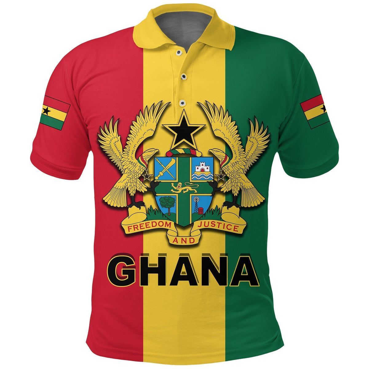Custom Ghana Flag Polo Shirt ver2 LT20 - Wonder Print Shop