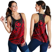 Hawaii Humpback Whale With Hibiscus Tribal Red Women Tank Top LT12 - Wonder Print Shop