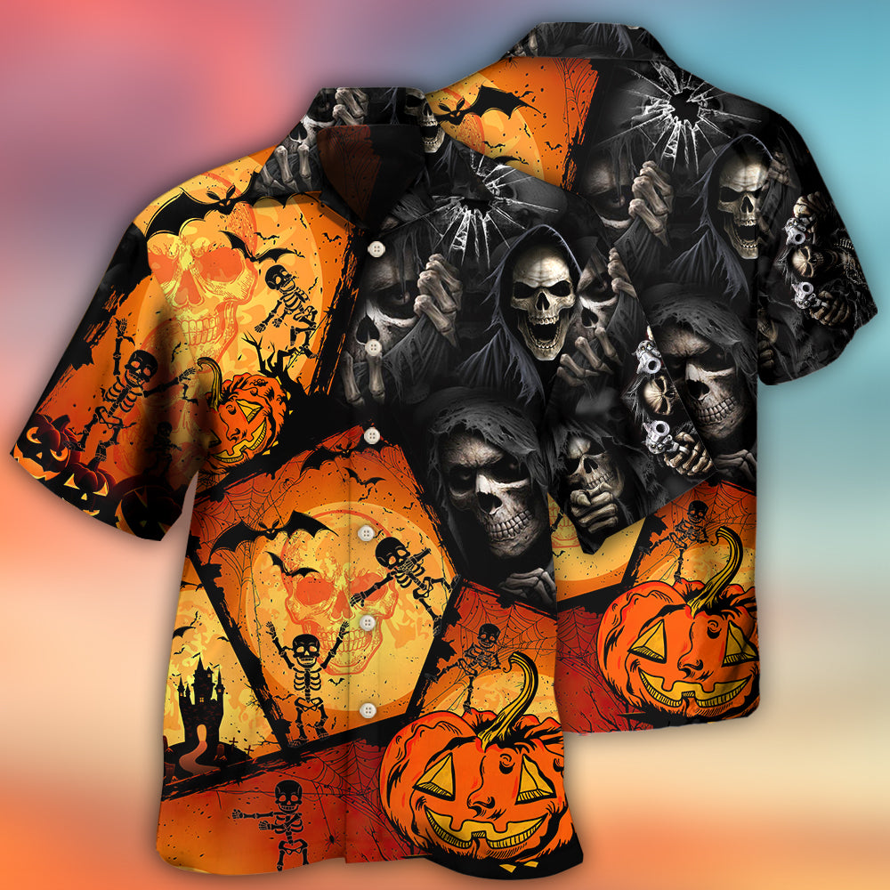 Halloween Skull Pumpkin Scary Hawaiian Shirt - Wonder Print Shop