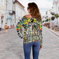 Wonder Print Shop Ethiopia Orthodox Women Off Shoulder Sweater - The Total Liberation Of Africa LT20 - Wonder Print Shop