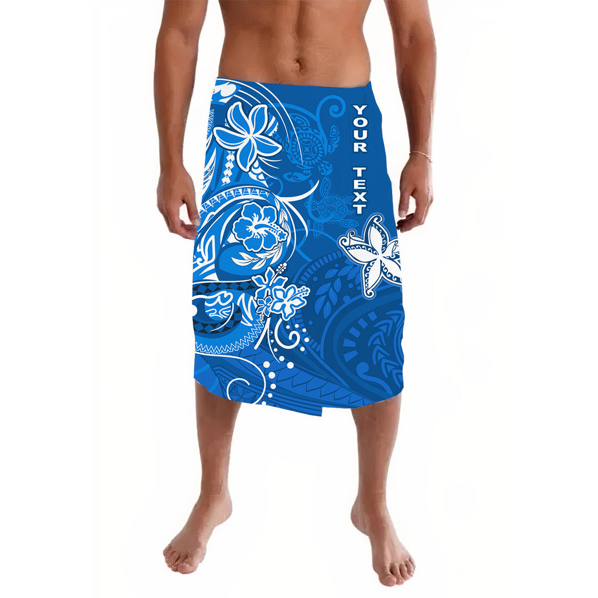 Custom Personalised Lavalava Polynesia Blue Sea Turtle Honu and Map LT13 - Wonder Print Shop