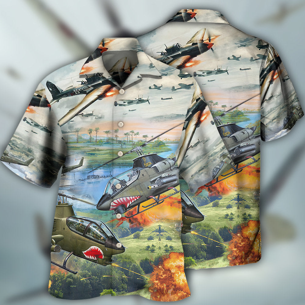 Combat Aircraft Military Planes Hawaiian Shirt - Wonder Print Shop