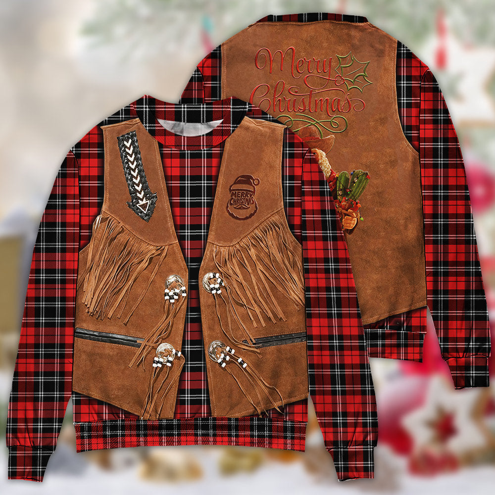 Santa Cowboy Christmas Vintage Style Ugly Christmas Sweater - Wonder Print Shop