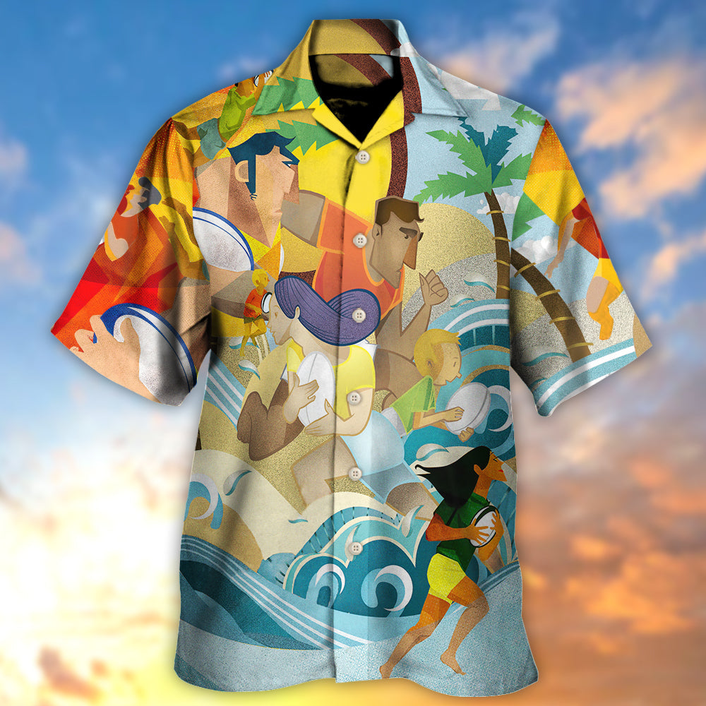Rugby Beach Sports Beach Rugby Family Fight Hawaiian Shirt - Wonder Print Shop