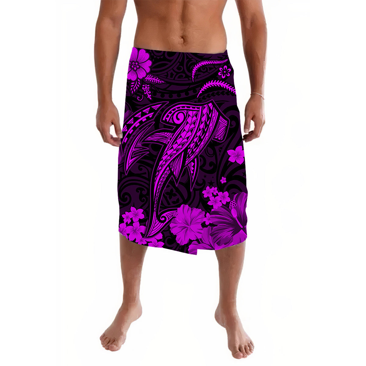 Hawaii Lavalava Polynesia Purple Shark LT13 - Wonder Print Shop