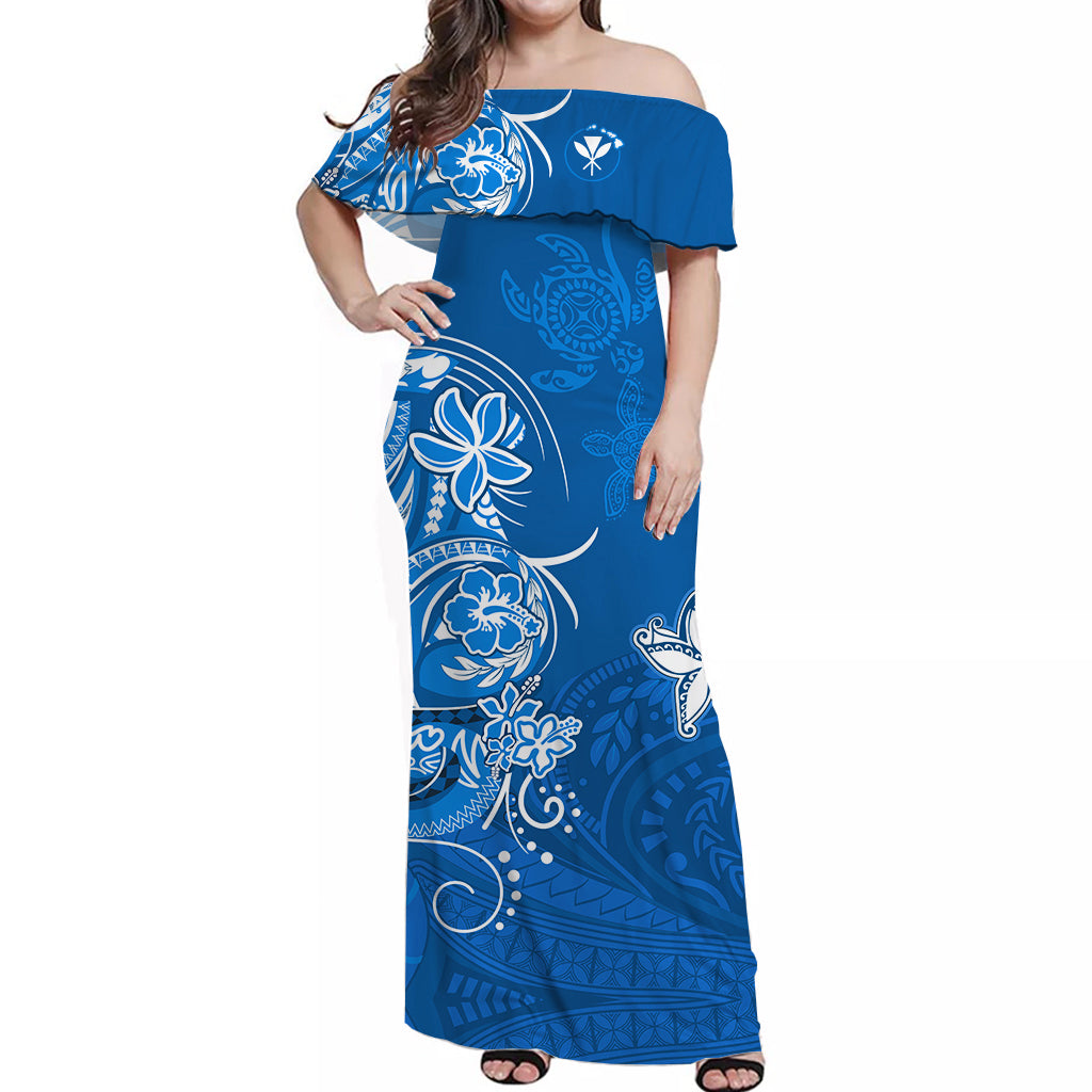 custom-personalised-hawaii-off-shoulder-long-dress-polynesia-blue-sea-turtle-honu-and-map