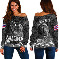 Hawaii King Kamehameha Aloha Hawai'i Nei Women Off Shoulder Sweater LT2 - Wonder Print Shop