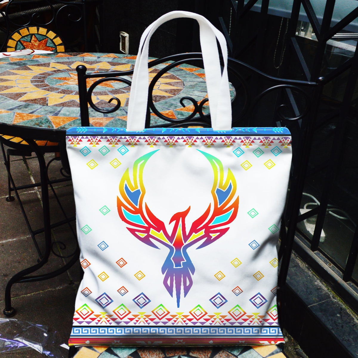 phoenix-rising-native-american-pocket-canvas-bag