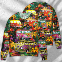 Hippie Bus Peace Life Colorful Style Ugly Christmas Sweater - Wonder Print Shop