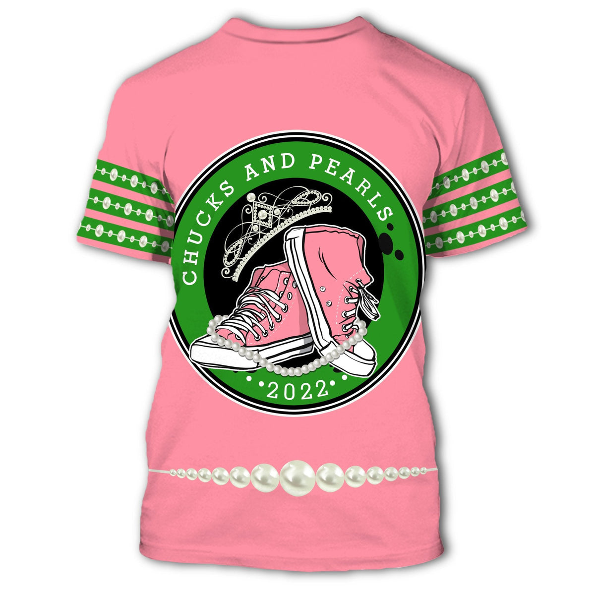 African T Shirt Chucks and Pearls 2022 Pink and Green T Shirt - Wonder Print Shop