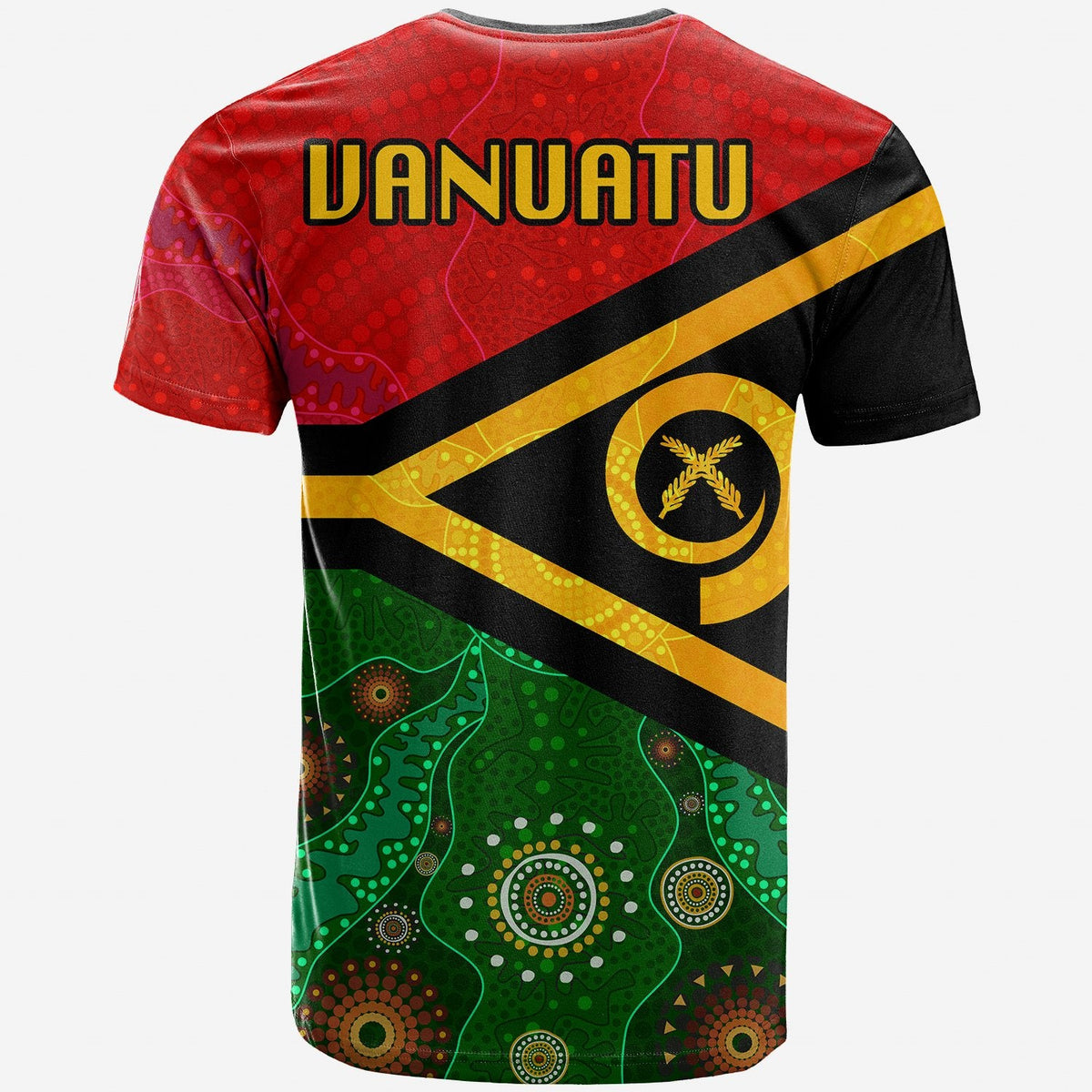 Vanuatu With Aboriginal Patterns T Shirt LT20 - Wonder Print Shop
