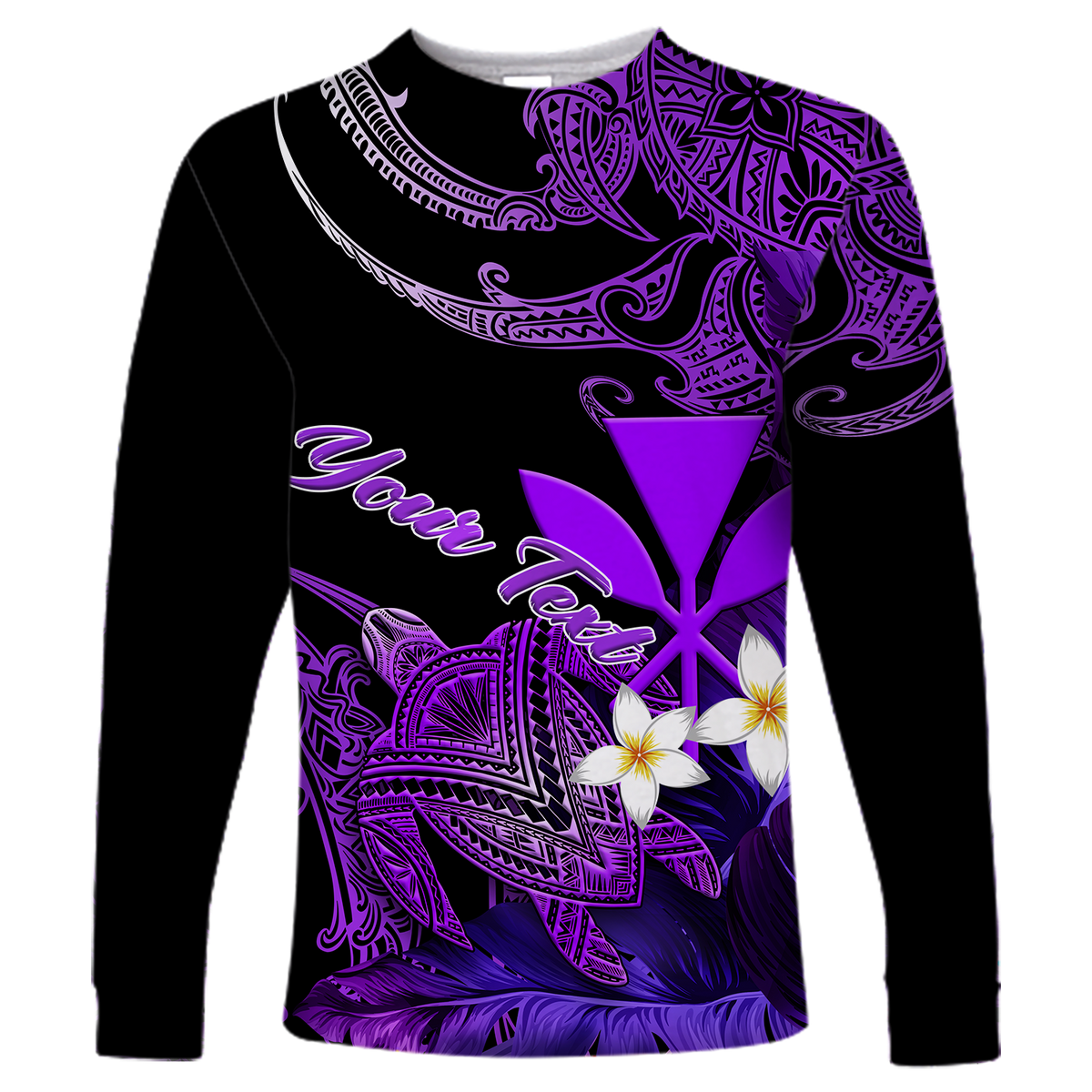 Custom Personalised Hawaii Turtle With Plumeria Leaf Purple Long Sleeve Shirt LT12 - Wonder Print Shop