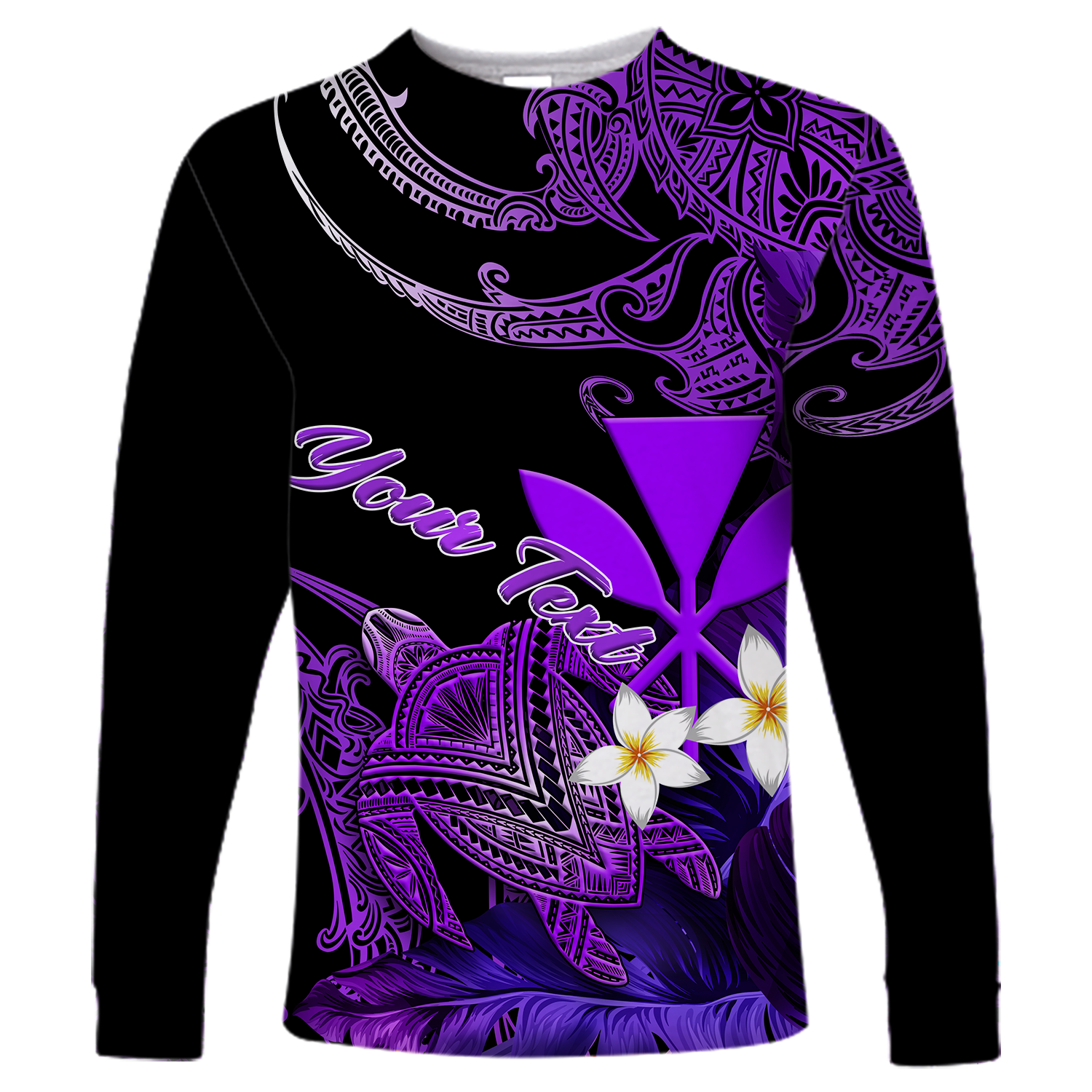 Custom Personalised Hawaii Turtle With Plumeria Leaf Purple Long Sleeve Shirt LT12 - Wonder Print Shop