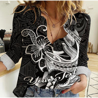 Custom Personalised Polynesian Shark Tattoo Hawaii Tribal Women Casual Shirt LT12 - Wonder Print Shop