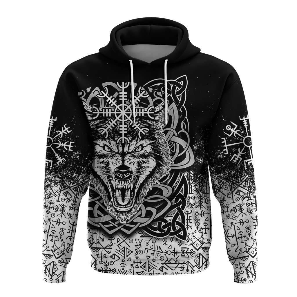 Viking Wolf With Vegvisir Art Hoodie LT12 - Wonder Print Shop
