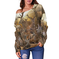 Deer Hunting - Like Hunting, Like Wild Life Women Off Shoulder Sweater - LT2 - Wonder Print Shop