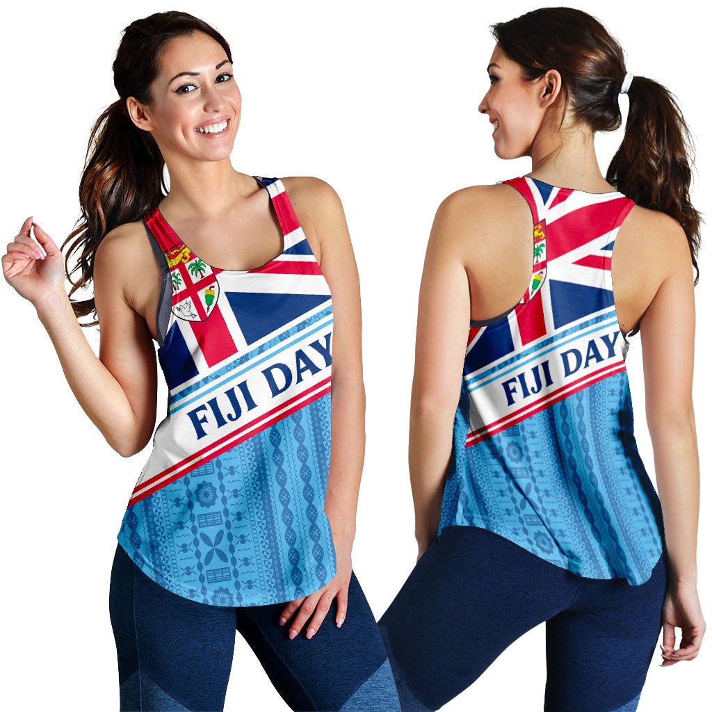 Fiji Day Women Tank Top - Tapa Pattern With Flag LT12 - Wonder Print Shop