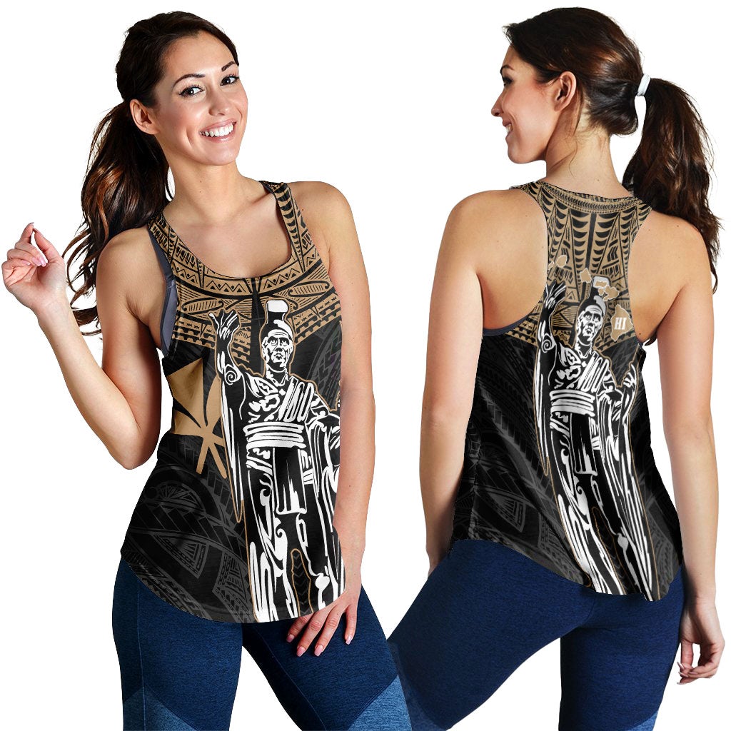Hawaii King Kamehameha Women Tank Top - Gold Tribal LT12 - Wonder Print Shop