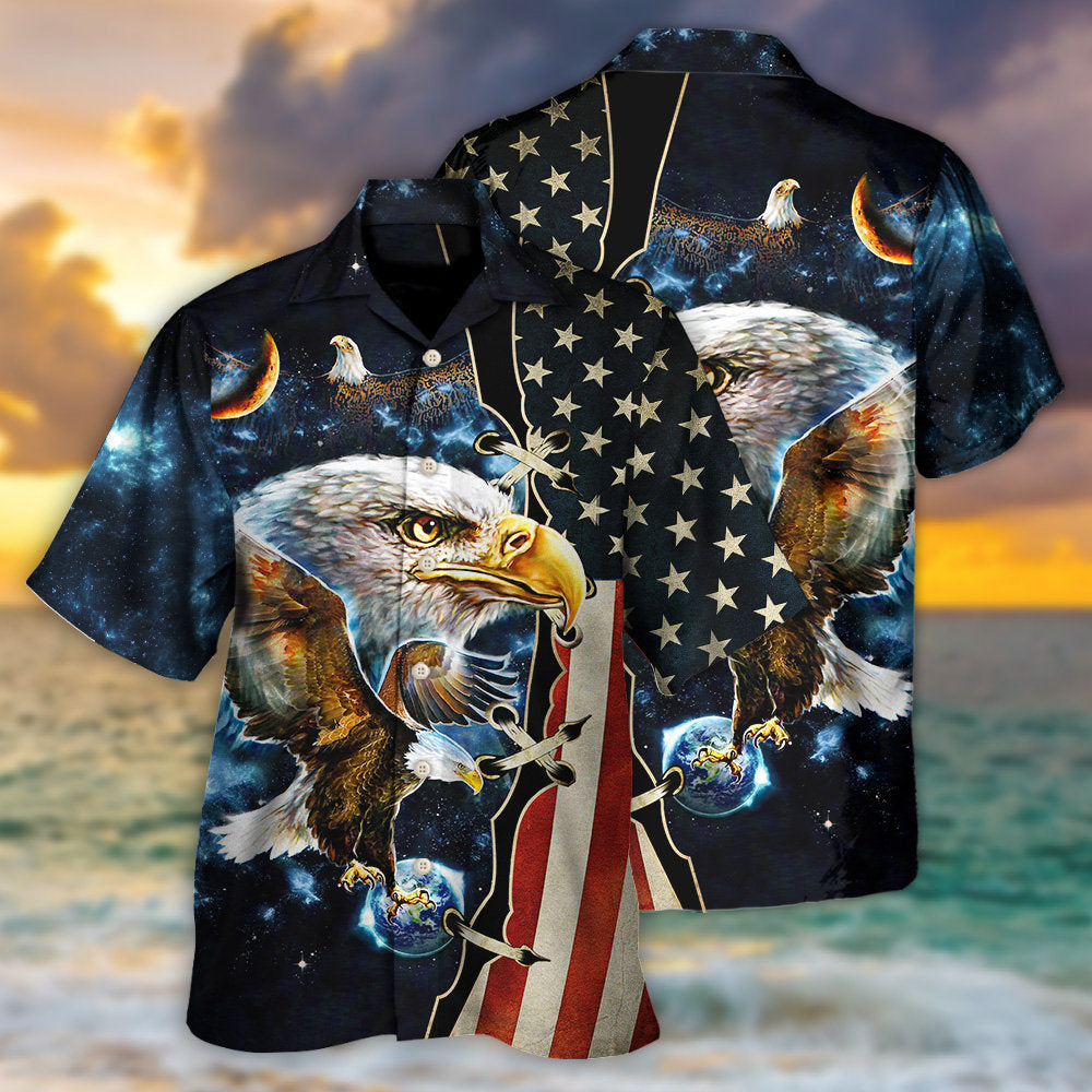 America Eagle Amazing Galaxy Hawaiian Shirt - Wonder Print Shop
