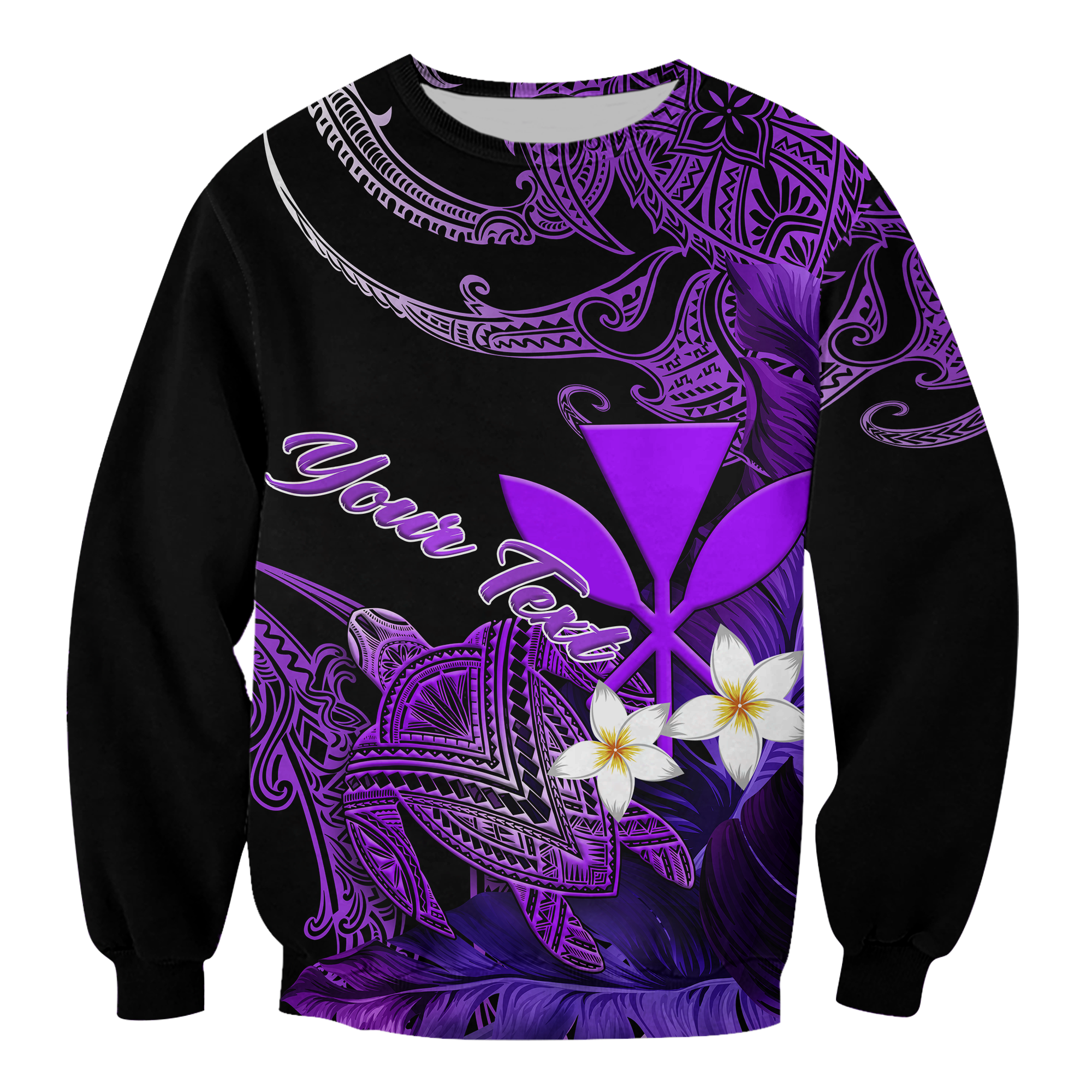 Custom Personalised Hawaii Turtle With Plumeria Leaf Purple Sweatshirt LT12 - Wonder Print Shop