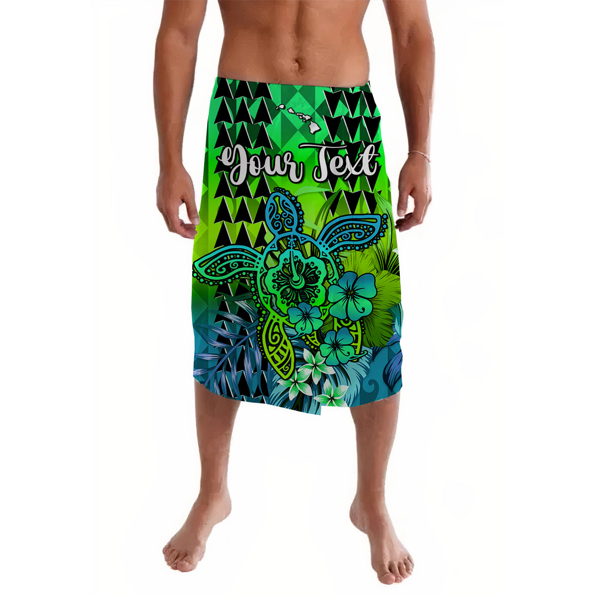 Custom Personalised Hawaii Flowers Lavalava Green Tribal Pattern Hawaiian LT13 - Wonder Print Shop