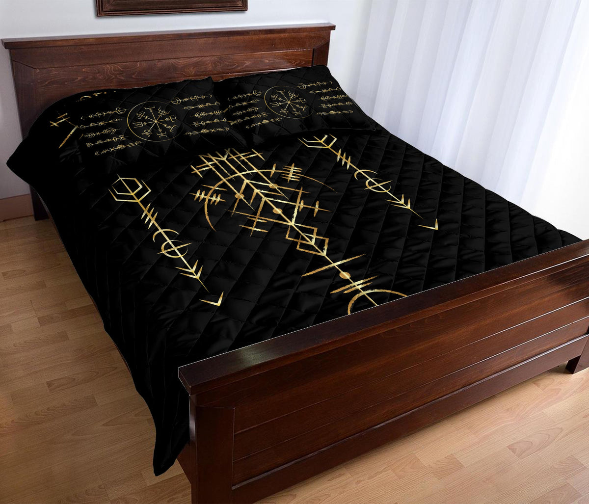 Viking Helm of Awe Gold Art Sherpa Quilt Bed Set LT12 - Wonder Print Shop