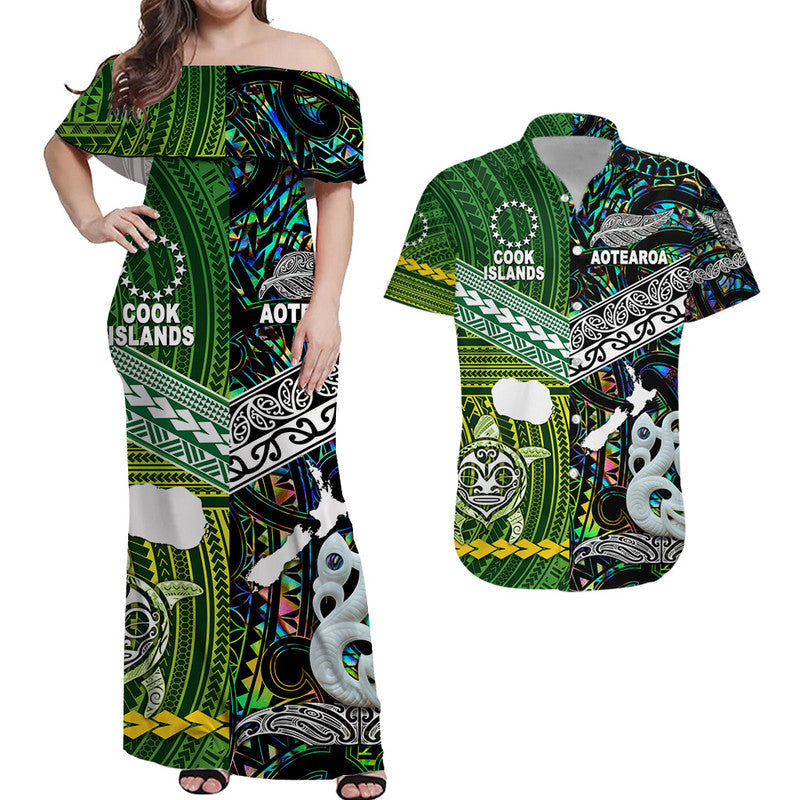 New Zealand and Cook Islands Matching Hawaiian Shirt And Dress Together Paua Shell LT8 - Wonder Print Shop