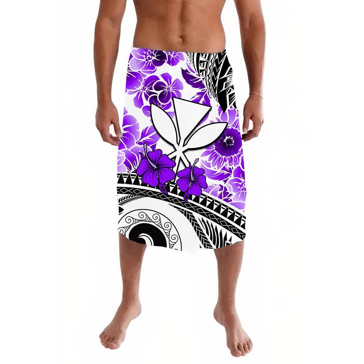 Hawaii Lavalava Polynesian and Purple Hibiscus LT13 - Wonder Print Shop