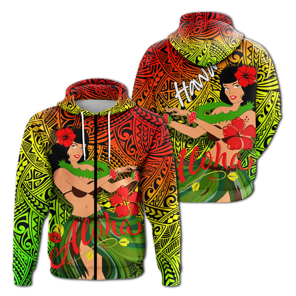 Hawaii Hula Girl Reggae Hoodie LT2 - Wonder Print Shop