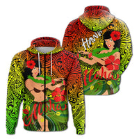 Hawaii Hula Girl Reggae Hoodie LT2 - Wonder Print Shop
